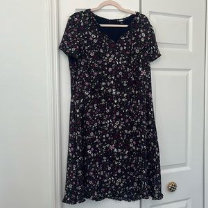 Brooks Brothers Black Floral V-Neck Dress